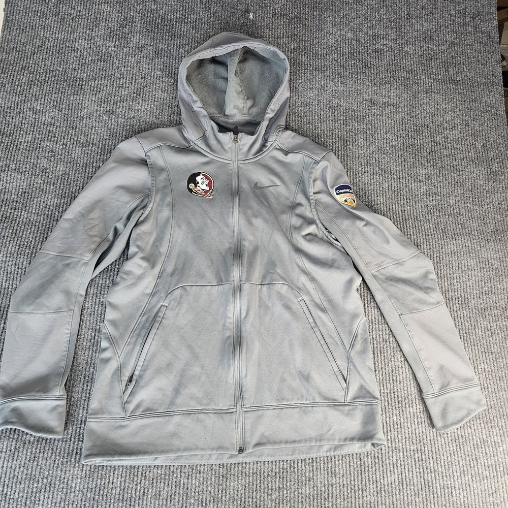 Florida State Seminoles Jacket Mens Large Gray NCAA Football Orange Bowl Nike
